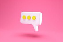 White Speech Bubble Chat Icon Isolated On Pink Background. Message Creative Concept With Copy Space For Text. Communication Or Comment Chat Symbol. Minimalism Concept. 3d Illustration 3D Render