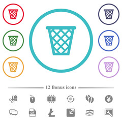 Poster - Trash flat color icons in circle shape outlines