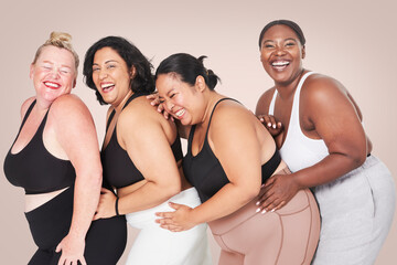 Wall Mural - Body positivity diverse curvy women sportswear