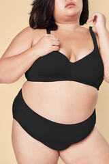 Sticker - Body positivity curvy woman black lingerie mockup