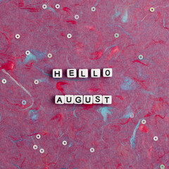 Canvas Print - HELLO AUGUST beads text typography on purple