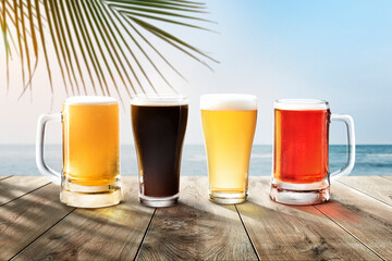 Canvas Print - Beer glasses by the beach product backdrop