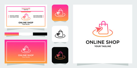 Wall Mural - Online shop logo design and business card template