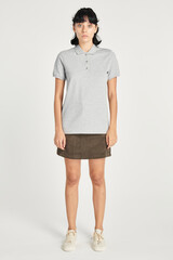 Poster - Woman wearing a skirt and a gray collared shirt mockup