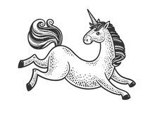 Unicorn Sketch Raster Illustration