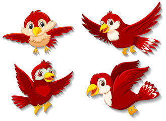 Wall Mural - Cute red bird cartoon character