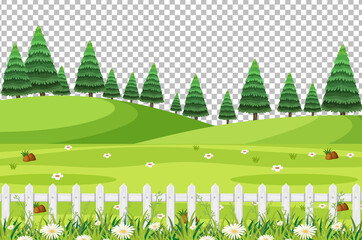 Wall Mural - Blank nature park scene landscape on transparent background