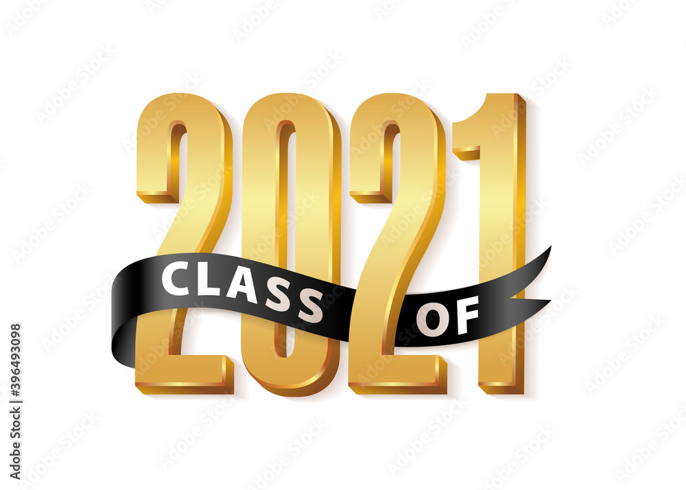 Class of 2021 Graduate Gold Lettering Graduation 3d logo with black ...