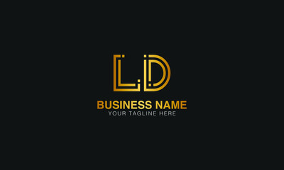 LD L D initial based letter typography logo design vector