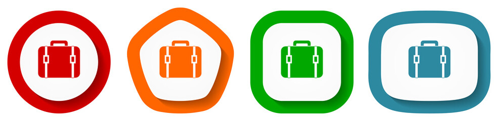 Poster - Set of flat design vector suitcase icons, baggage symbol illustration in eps 10