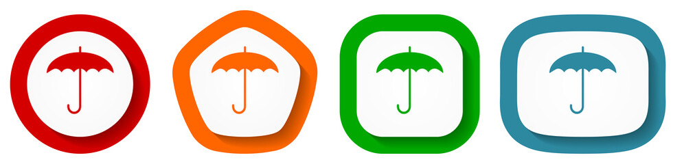 Aufkleber - Set of flat design vector umbrella icons, parasol symbol illustration in eps 10