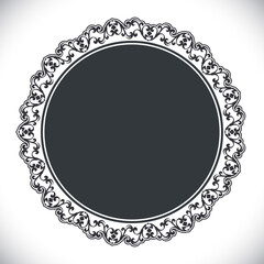 Wall Mural - Vintage black round floral frame