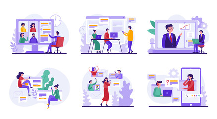 Wall Mural - People communicating online during work and everyday life