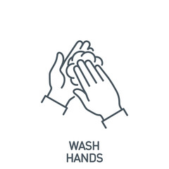 Wall Mural - wash your hands thoroughly with soap and water single line icon isolated on white. outline symbol clean palms Coronavirus Covid 19 banner wash hands Quality element with editable Stroke line thickness