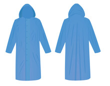 Blue  Rain Coat. Vector Illustration