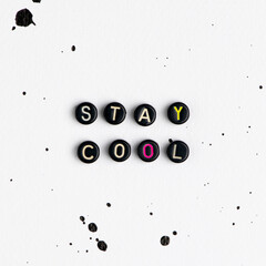 Sticker - STAY COOL beads text typography on white