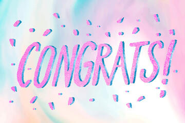 Poster - Congrats! sparkling pink typography word