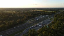Transportation Of Cars And Trucks In Interstate In Georgia, Freeway Highway