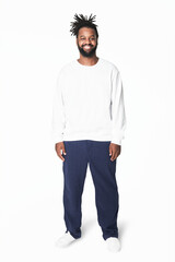 Canvas Print - Man's white sweatshirt blue pants plus size fashion