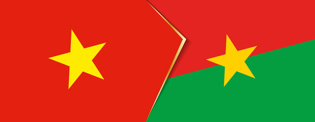 Vietnam and Burkina Faso flags, two vector flags.