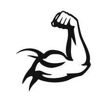 Bodybuilder Hand Emblem In Black On White