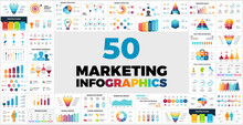 50 Marketing Infographic Templates For Your Presentation. Included Elements From Sales Funnels Or Human Silhouettes To Pricing Plans, Charts And Reports.