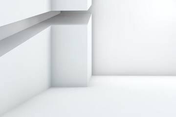 Abstract empty white interior with niche shelf, 3d