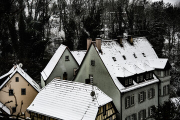 Sticker - Stadtblick bei Schneewetter