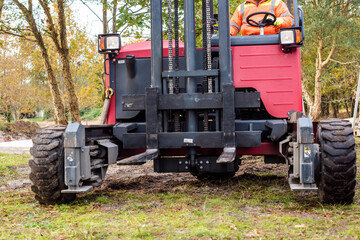 Sticker - forklift unloading cargo from a truck