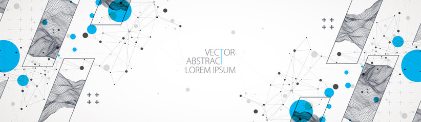 Modern science or technology elements in square. Trendy abstract background. Surface illustration. Vector.