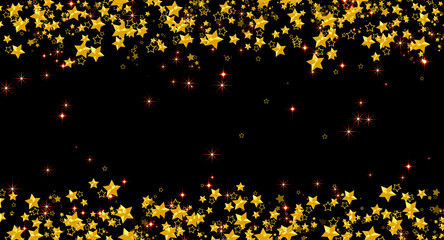 Wall Mural - golden stars shining on a black background
