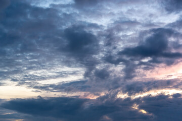 Wall Mural - beautiful sky with clouds at sunset, sky remplacement, nature background