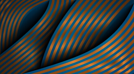Wall Mural - 3d modern abstract vector wave design. gold texture lines and dark blue background