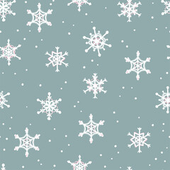 Wall Mural - Lovely hand drawn christmas seamless pattern, creative doodle background with vintage colors, great for wrapping, textiles, banners, wallpapers - vector design