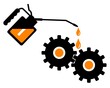Hand lubricating gears with gear oil. Repair Of Equipment. Vector illustration.