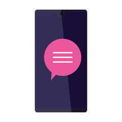 Wall Mural - smartphone electronic device with speech bubble vector illustration design