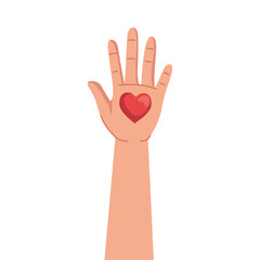 Poster - hand human protesting with heart love vector illustration design