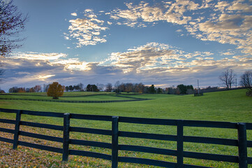 Wall Mural - Sunset autumn landscape at countryside.