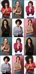 Wall Mural - Group of 6 beautiful commercial women smiling