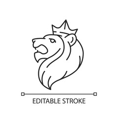 Poster - Judah Lion linear icon. Jewish national and cultural symbol. Strength, kingship, pride sign. Thin line customizable illustration. Contour symbol. Vector isolated outline drawing. Editable stroke