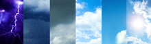 Photos Of Sky In Collage, Banner Design. Different Weather