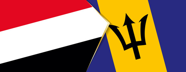 Wall Mural - Yemen and Barbados flags, two vector flags.