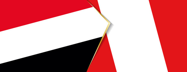 Wall Mural - Yemen and Peru flags, two vector flags.