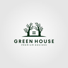 Green House Nature Tree Logo Vector Symbol Illustration Design
