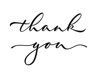 Wall Mural - Thank you - isolated inscription on white background. Hand lettering. Vector.