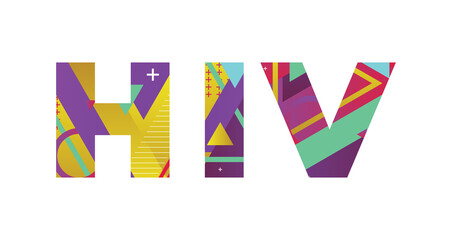 Poster - HIV Concept Retro Colorful Word Art Illustration