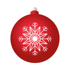 Poster - merry christmas red ball decoration with snowflake vector illustration design