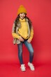© be free - Feeling playful. happy childhood. cold season look for teen girl. knitted clothing style. take care of health. cheerful child wear warm winter clothes. seasonal kid fashion. stay cozy and comfortable