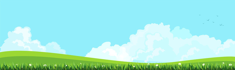 natural landscapes, blue sky with white clouds.vector illustration.