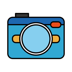 Sticker - photographic camera device line and fill style icon vector illustration design